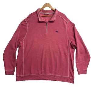 Tommy Bahama 1/4 Zip Pullover Men's 3XL Pink Dolphin Logo Lightweight Sweatshirt
